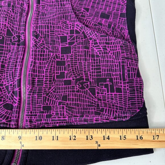 Lululemon Scuba Hoodie Seawheeze Grid Map Regal Plum Black Running Size 6 - Picture 10 of 12